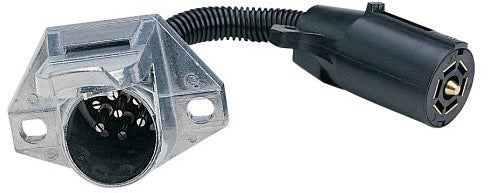 TRAILER WIRING PLUG ADAPTER  - FROM 7 BLADE RV TO 7 PIN ROUND IMPLEMENT