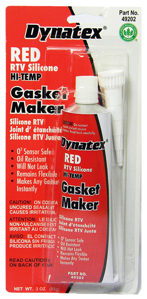 RED HI-TEMP RTV SILICONE GASKET MAKER - 3 OUNCE CARDED TUBE