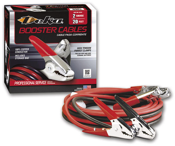 02 AWG GAUGE 20 FOOT PROFESSIONAL BOOSTER CABLES WITH PARROT CLAMPS
