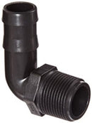 1 Inch x 1 Inch MNPT x Hose Barb Poly Elbow - 90 Degree