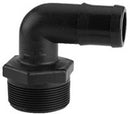 1 Inch x 1/2 Inch MNPT x Hose Barb Poly Elbow - 90 Degree