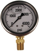 4000 PSI Liquid Filled Stainless Gauge - 2-1/2"