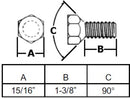 5/8"-18  WHEEL BOLT WITH 1-3/8 INCH THREAD LENGTH