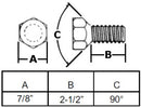 5/8"-18  WHEEL BOLT WITH 2-1/2 INCH THREAD LENGTH