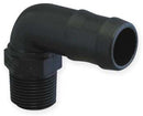 1 Inch x 3/4 Inch MNPT x Hose Barb Poly Elbow - 90 Degree
